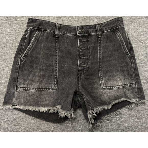 Free People Jesse Jean Shorts Jorts Cutoff Button Fly Back Buckle Size 25 - Picture 1 of 7